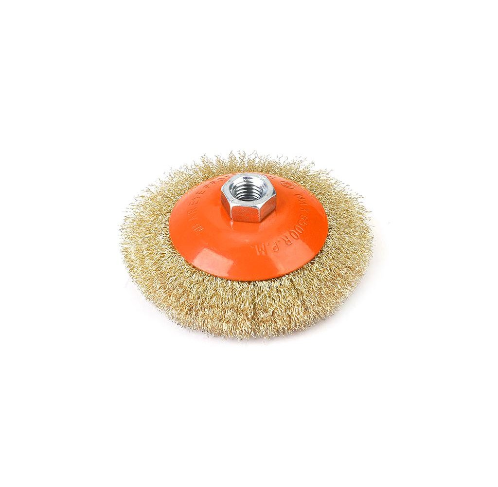 Szczotka tarczowa z nakrętką - drut falowany M14/115 mm / TEGER