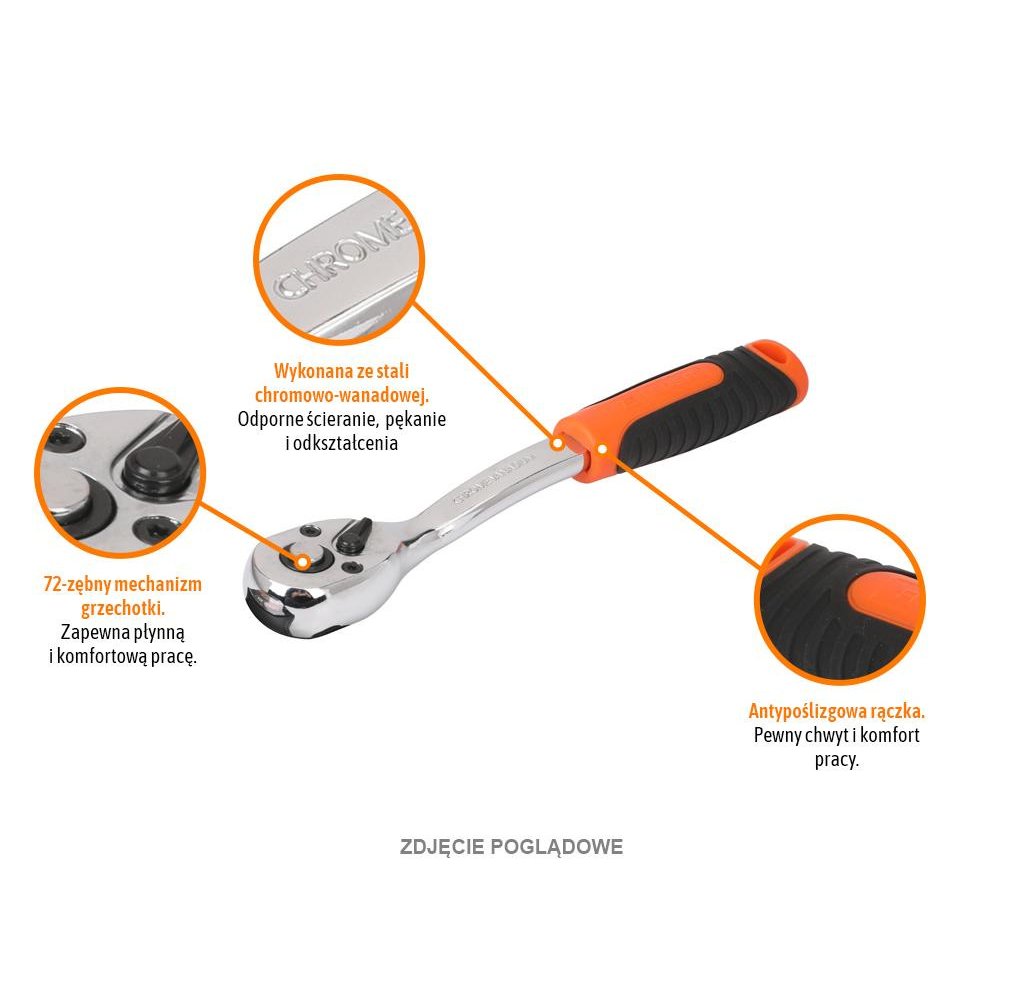 Grzechotka 1/4" 72T / TEGER