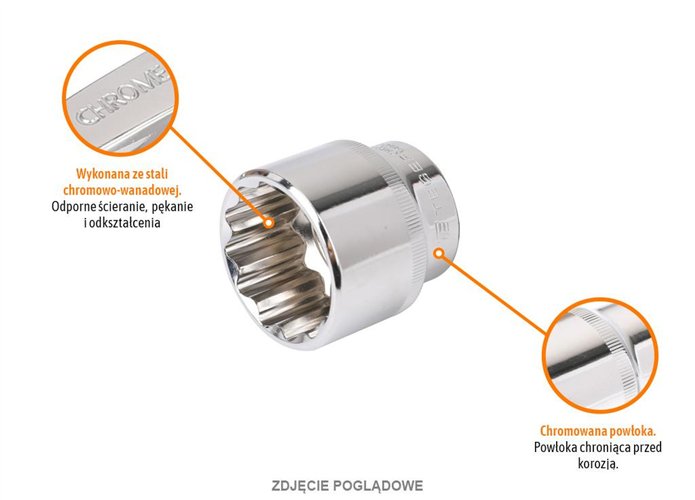 Klucz nasadowy 1/2" dwunastokątny 12 mm / TEGER