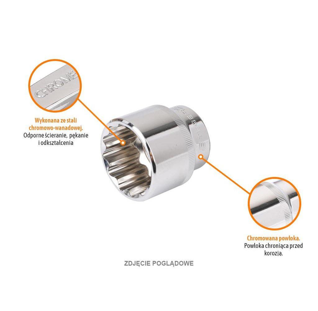 Klucz nasadowy 1/2" dwunastokątny 24 mm / TEGER