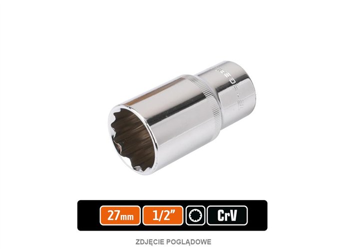 Klucz nasadowy 1/2" dwunastokątny długi 27 mm / TEGER