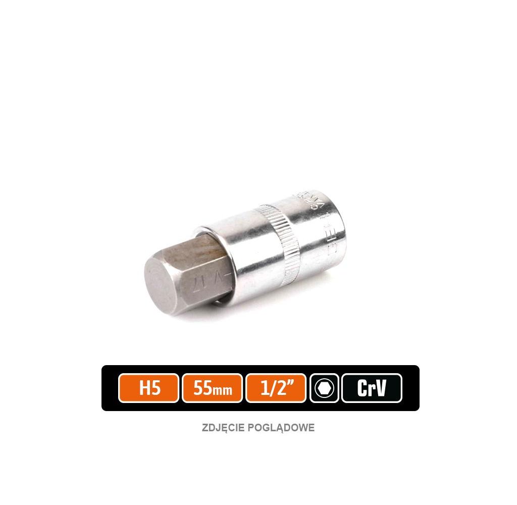 Klucz nasadowy 1/2" z bitem HEX 55 mm/H5 / TEGER
