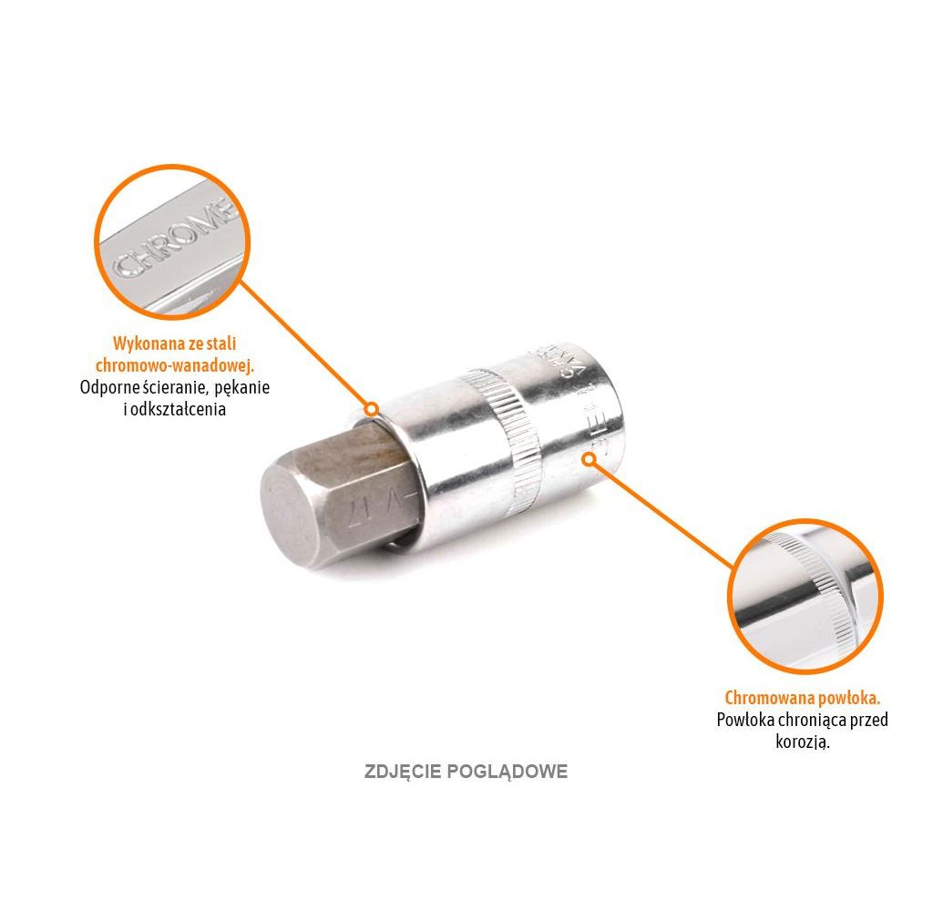Klucz nasadowy 1/2" z bitem HEX 55 mm/H8 / TEGER