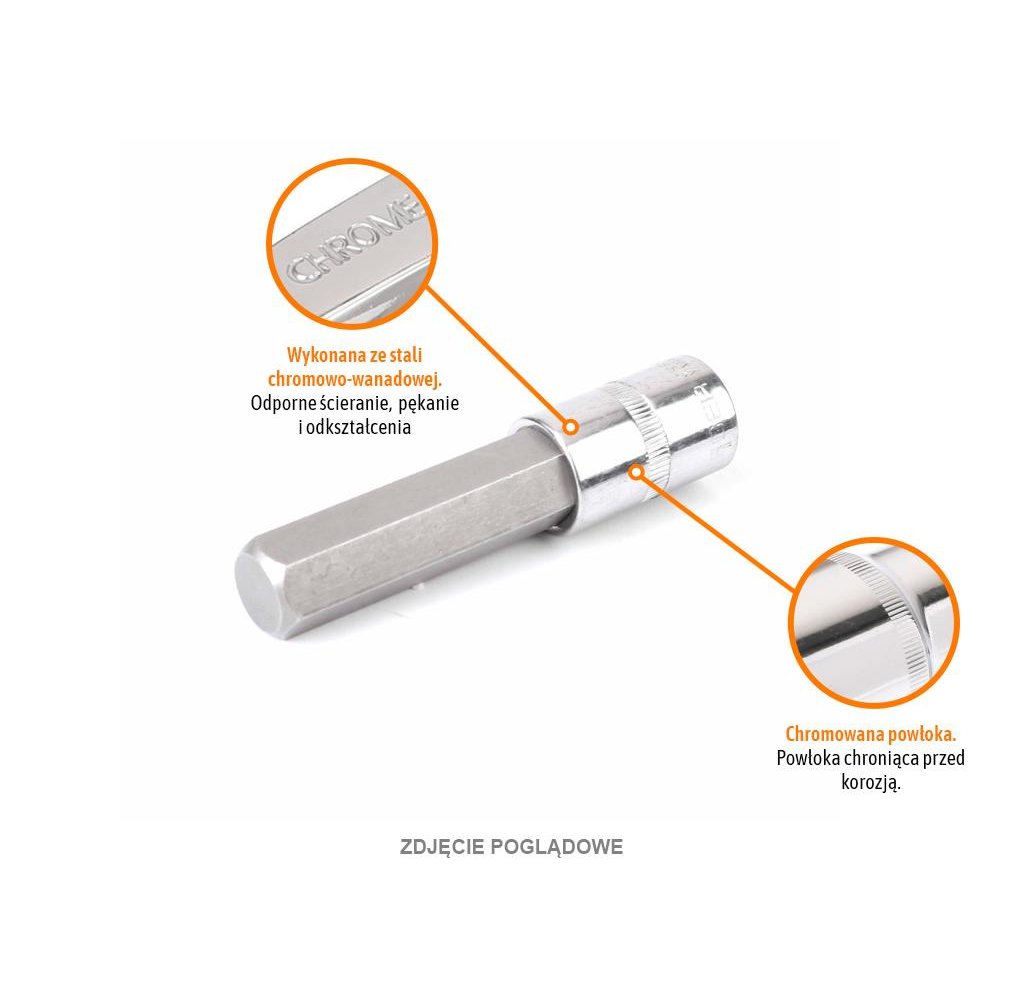 Klucz nasadowy 1/2" z bitem HEX 100 mm/H5 / TEGER