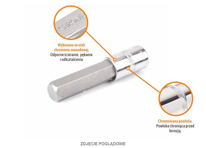 Klucz nasadowy 1/2" z bitem HEX 100 mm/H8 / TEGER