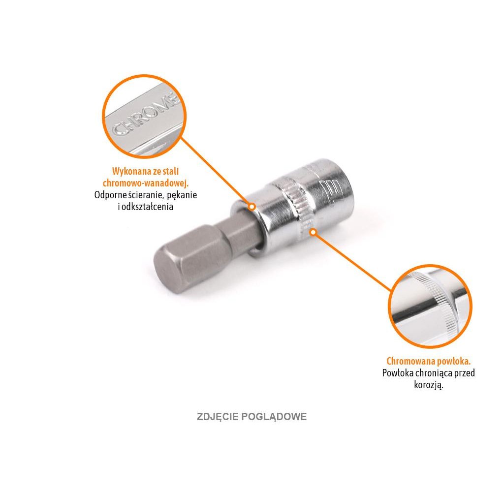 Klucz nasadowy 1/4" z bitem HEX 37 mm/H2 /TEGER
