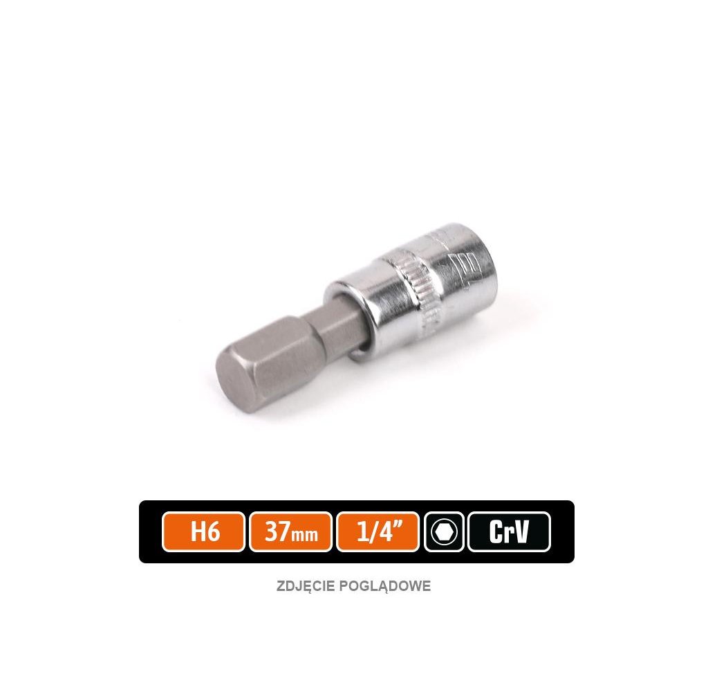 Klucz nasadowy 1/4" z bitem HEX 37 mm/H6 /TEGER