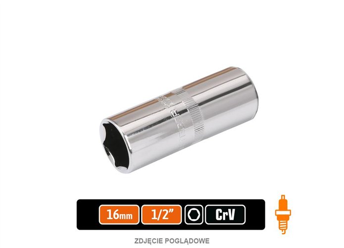 Klucz nasadowy 1/2" sześciokątny 16 mm - do świec / TEGER