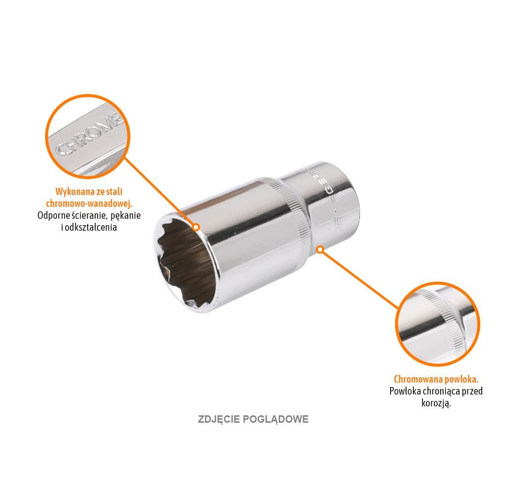 Klucz nasadowy 1/2" sześciokątny długi 11 mm / TEGER