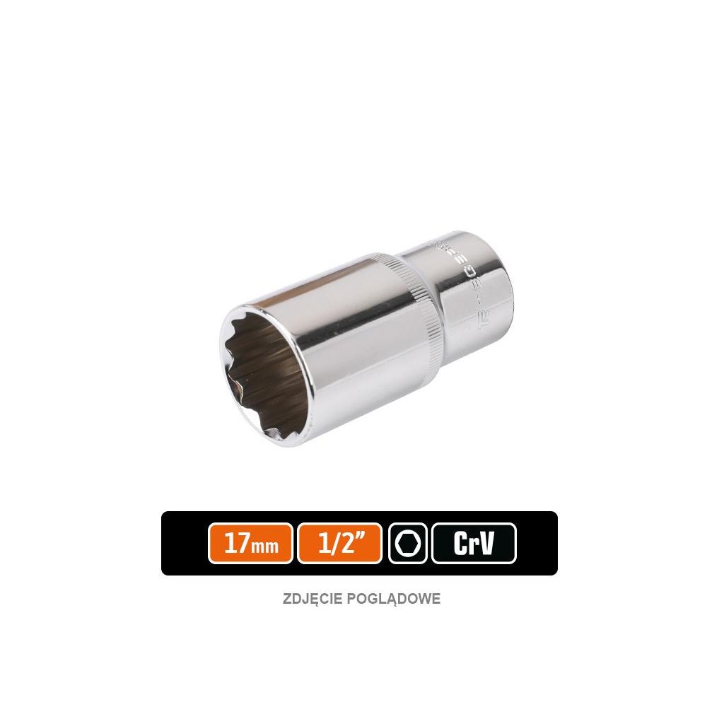 Klucz nasadowy 1/2" sześciokątny długi 17 mm / TEGER
