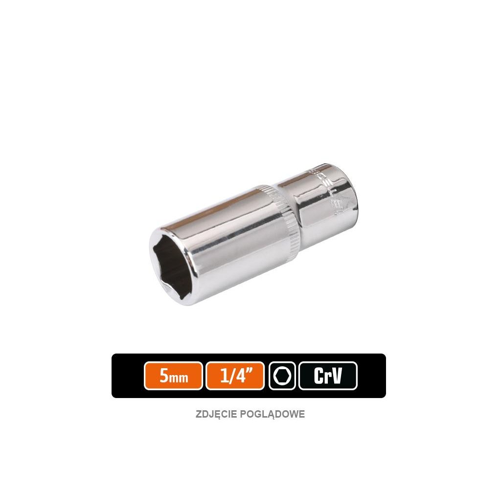 Klucz nasadowy 1/4" sześciokątny długi 5 mm / TEGER