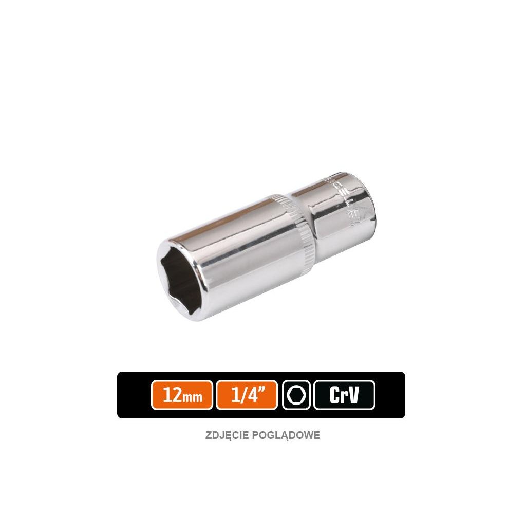 Klucz nasadowy 1/4" sześciokątny długi 12 mm / TEGER