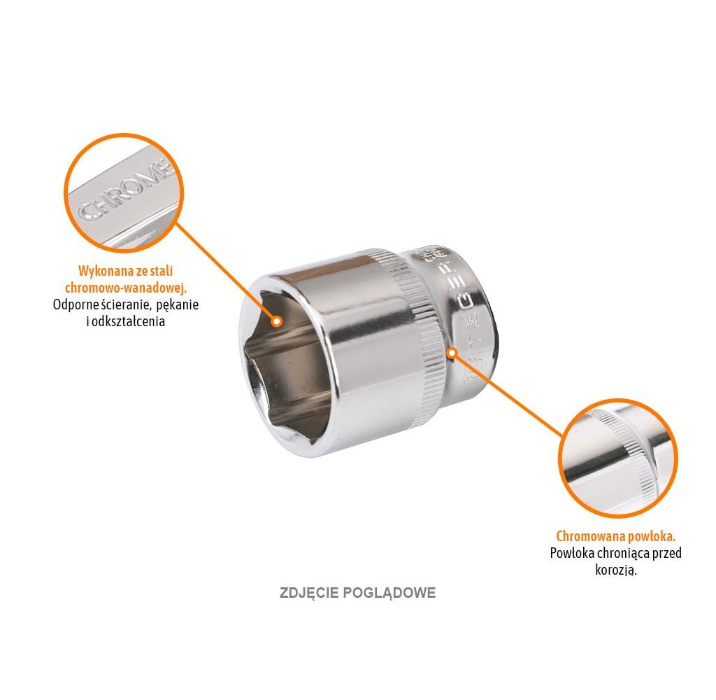 Klucz nasadowy 3/8" sześciokątny 9 mm / TEGER