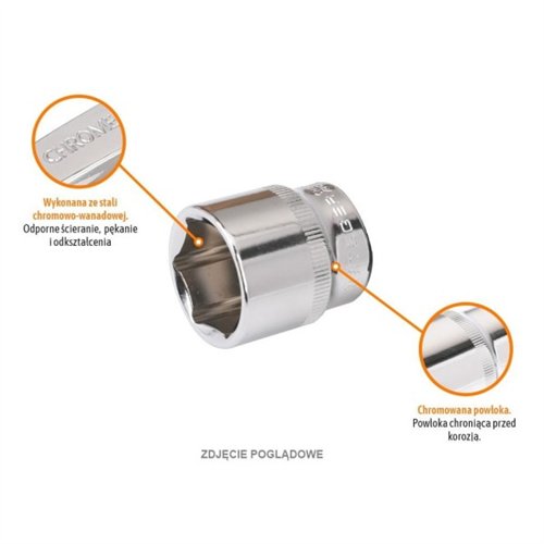 Klucz nasadowy 3/8" sześciokątny 22 mm / TEGER