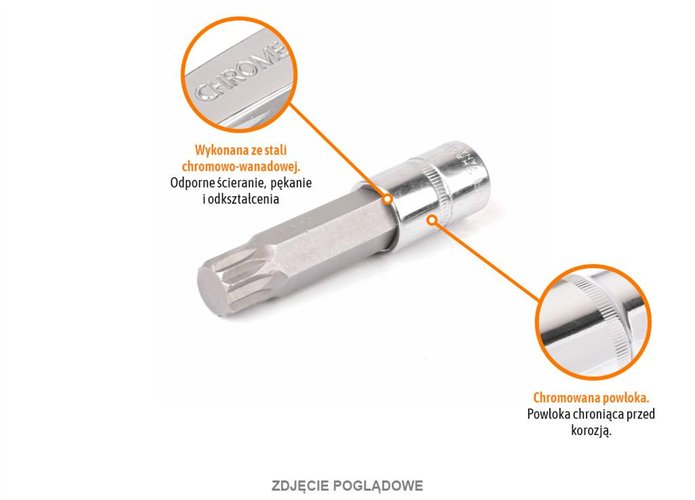 Klucz nasadowy 1/2" z bitem SPLINE 100 mm/M6 / TEGER