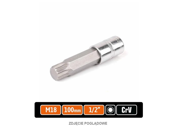 Klucz nasadowy 1/2" z bitem SPLINE 100 mm/M18 / TEGER