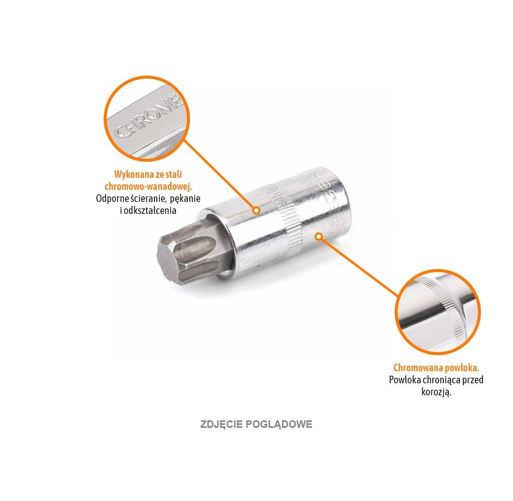 Klucz nasadowy 1/2" z bitem TORX 55 mm/T20 / TEGER