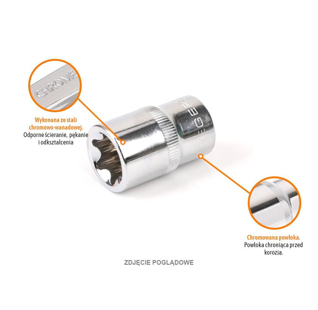 Klucz nasadowy 1/2" TORX E12 / TEGER