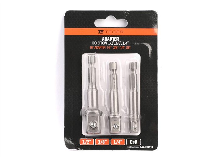 Adapter do bitów 1/2" 1/4" 3/8" - zestaw / TEGER