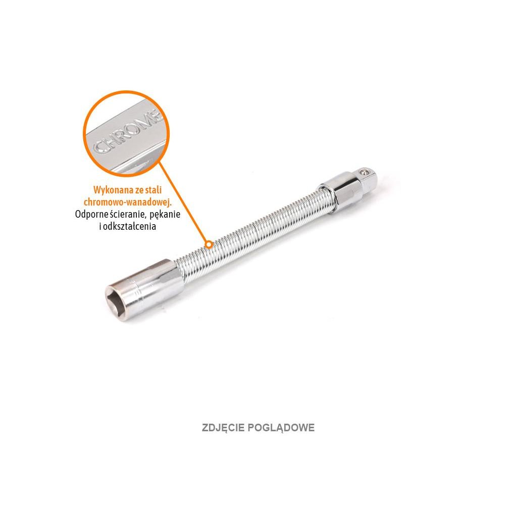 Przedłużka do nasadek 1/4" giętka 150 mm / TEGER