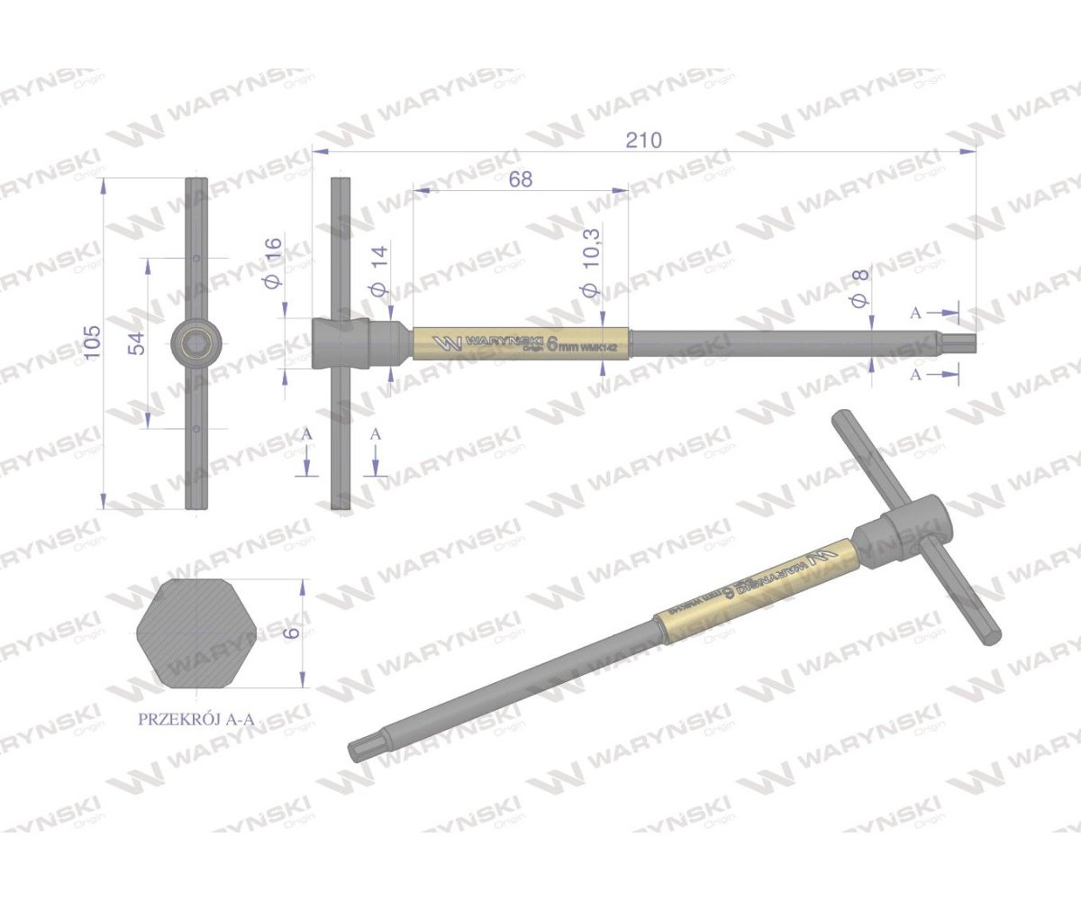 Klucz T ze spinnerem HEX 6 mm Waryński