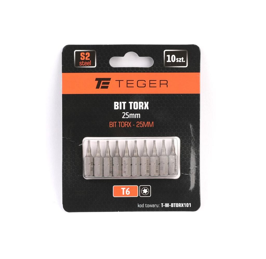 Bit TORX 25 mm/T6 (ZESTAW 10 SZT) / TEGER