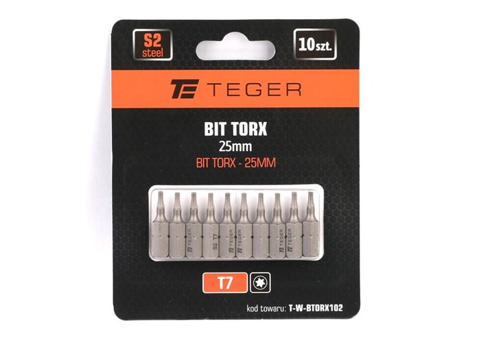Bit TORX 25 mm/T7 (ZESTAW 10 SZT) / TEGER