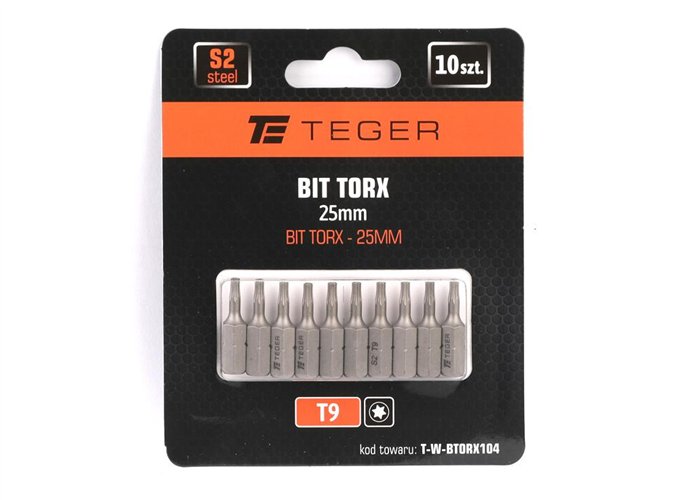 Bit TORX 25 mm/T9 (ZESTAW 10 SZT) / TEGER