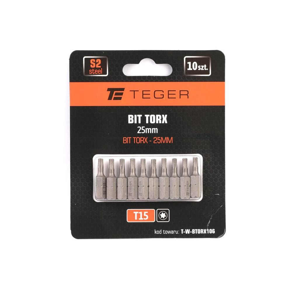 Bit TORX 25 mm/T15 (ZESTAW 10 SZT) / TEGER