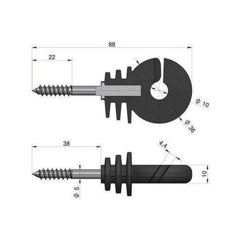 Izolator do drutu i plecionki z wkrętem do drewna ( sprzedawane po 250 ) 166844306