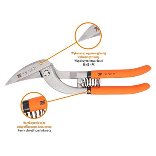 Nożyce do cięcia blachy - pelikan prawe / TEGER