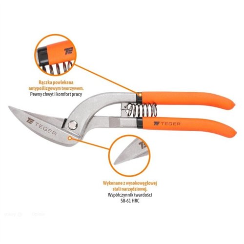 Nożyce do cięcia blachy - pelikan lewe / TEGER