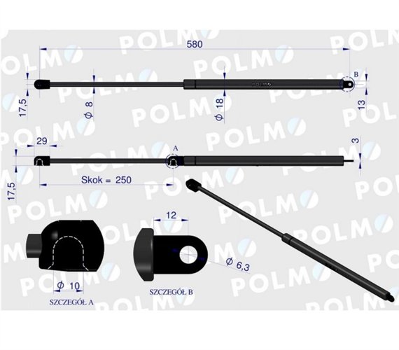 Siłownik podnoszenia maski New Holland 5166403 POLMO