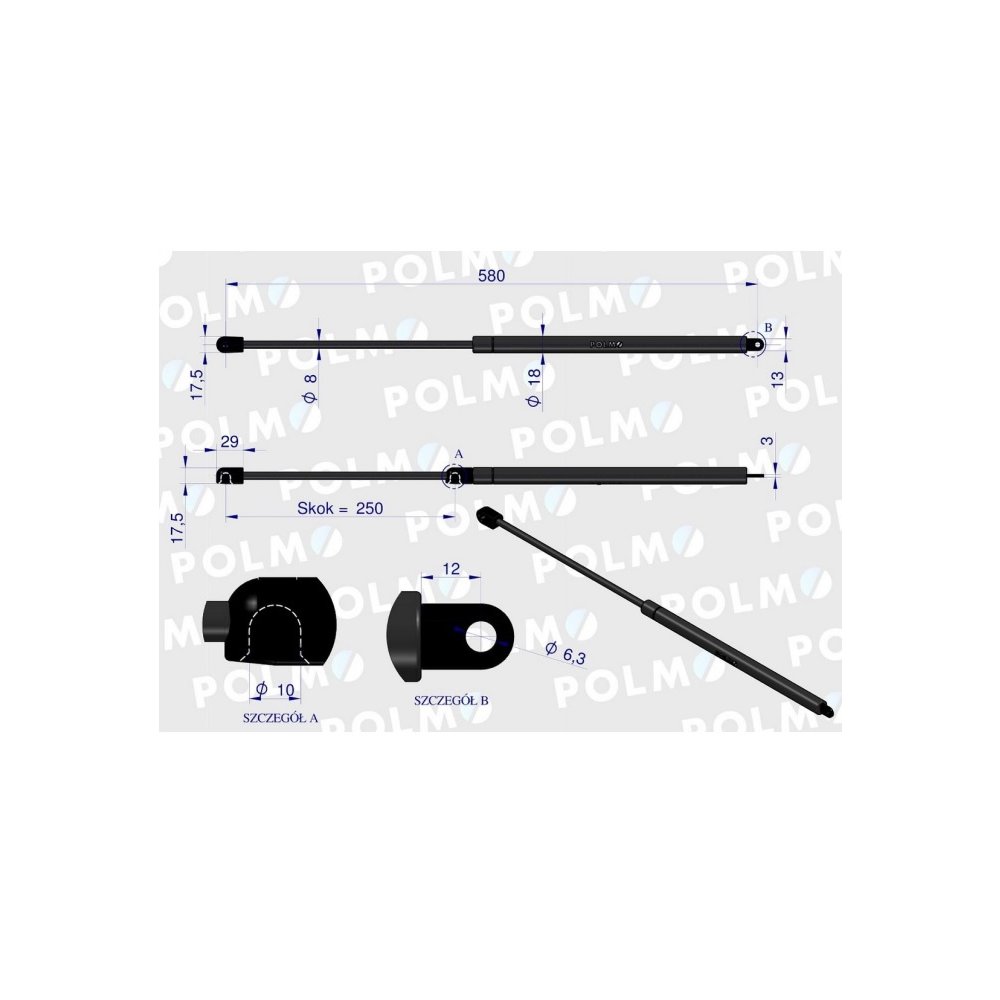 Siłownik podnoszenia maski New Holland 5166403 POLMO