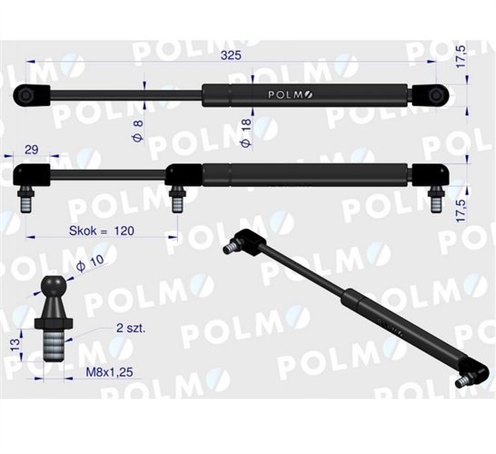 Siłownik podnoszenia maski New Holland 82019392 POLMO