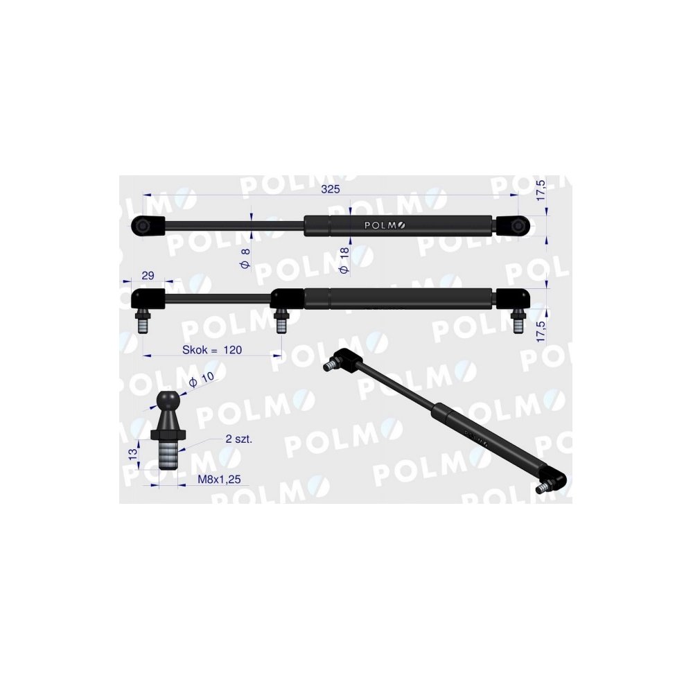 Siłownik podnoszenia maski New Holland 82019392 POLMO