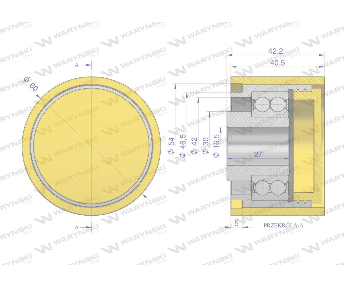 Rolka podporowa PU 60x40x16.5 zastosowanie 20030645 Grimme WARYŃSKI