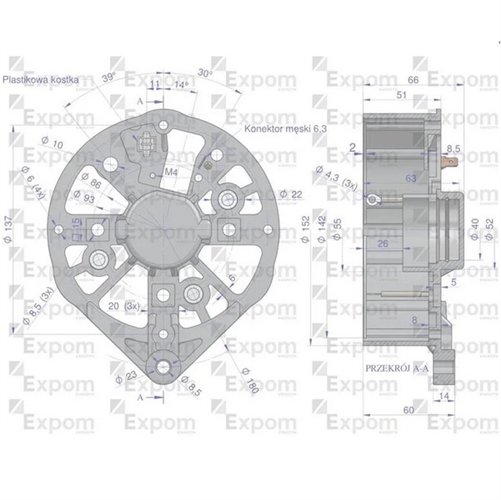 Tarcza pokrywa tylna alternatora EX257000 A120 Bizon EXPOM KWIDZYN eu