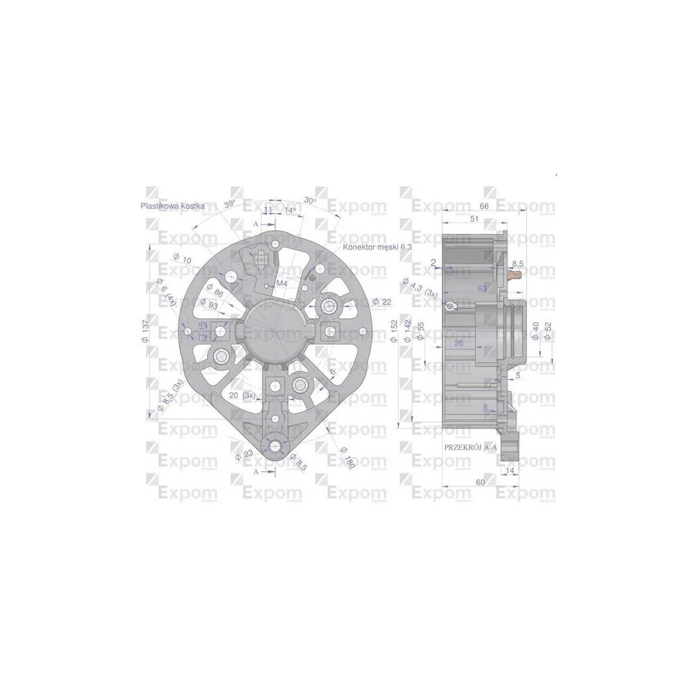 Tarcza pokrywa tylna alternatora EX257000 A120 Bizon EXPOM KWIDZYN eu