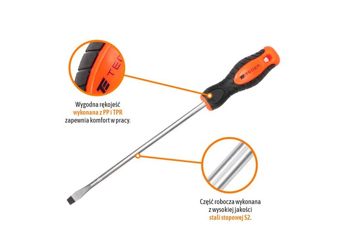 Wkrętak płaski SL 8.0x200mm / TEGER