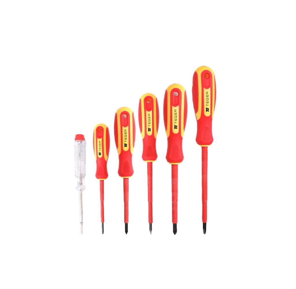 Zestaw wkrętaków VDE 6 szt / Certyfikat GS/VDE / TEGER