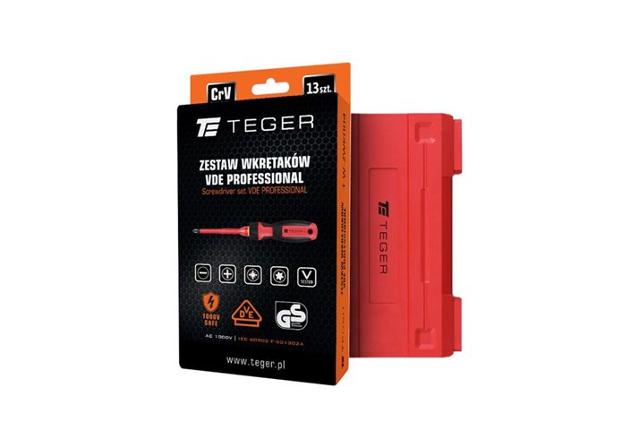Zestaw wkrętaków VDE PROFESSIONAL 13 szt / Certyfikat GS/VDE / TEGER