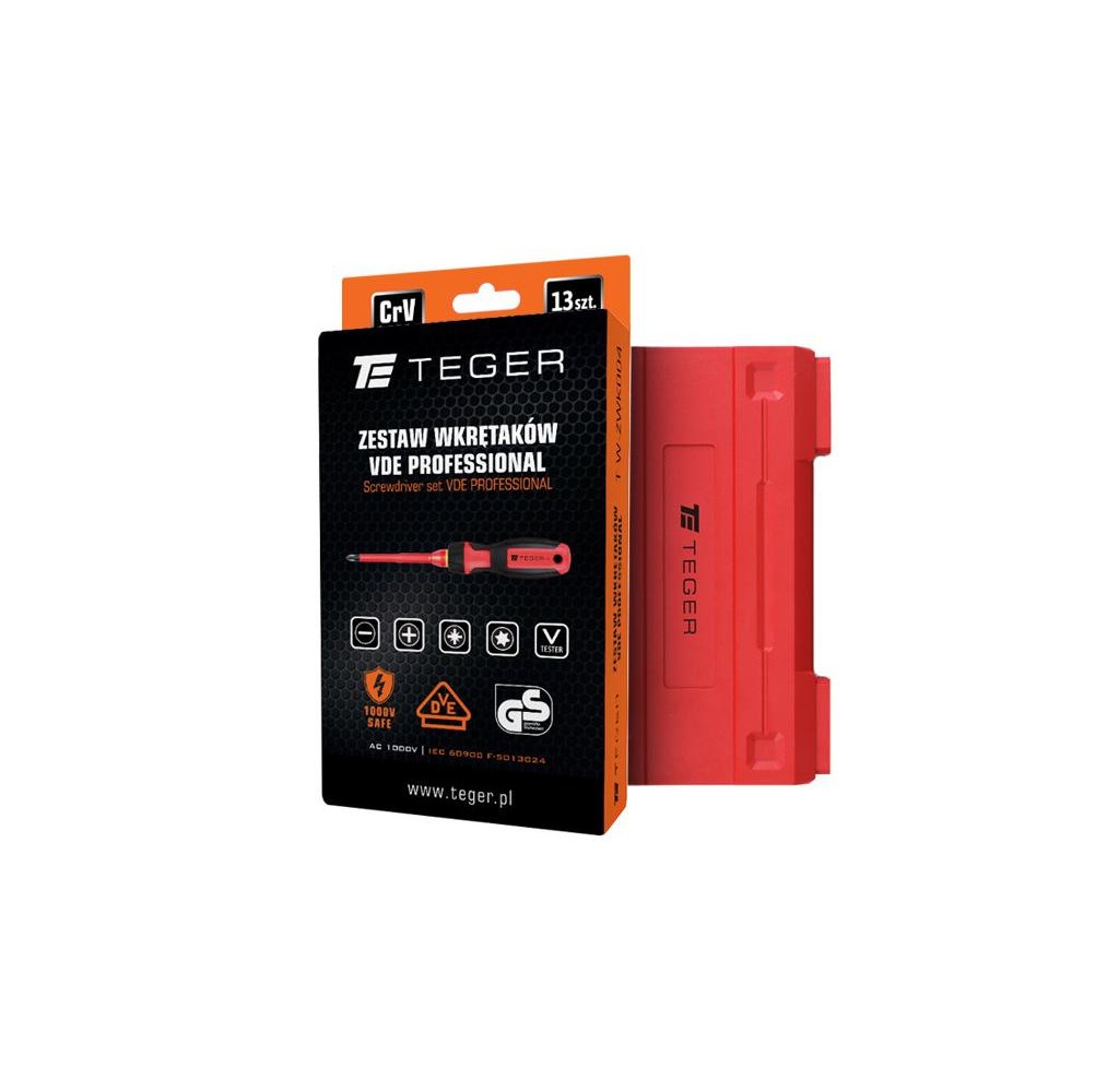 Zestaw wkrętaków VDE PROFESSIONAL 13 szt / Certyfikat GS/VDE / TEGER