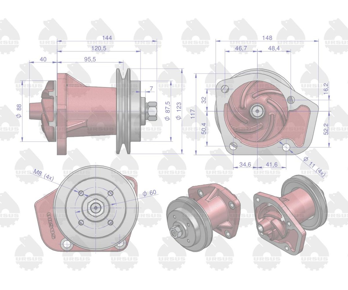 Pompa wody stary typ wysoka C-385 ORYGINAŁ URSUS