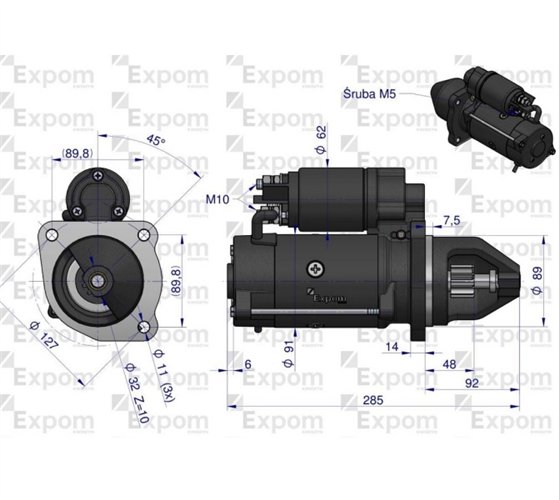 Rozrusznik 12V CASE Typ Iskra MS148 EXPOM KWIDZYN eu