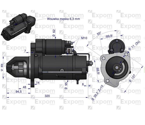 Rozrusznik 24V JOHN DEERE Typ iskra MS165 EXPOM KWIDZYN eu
