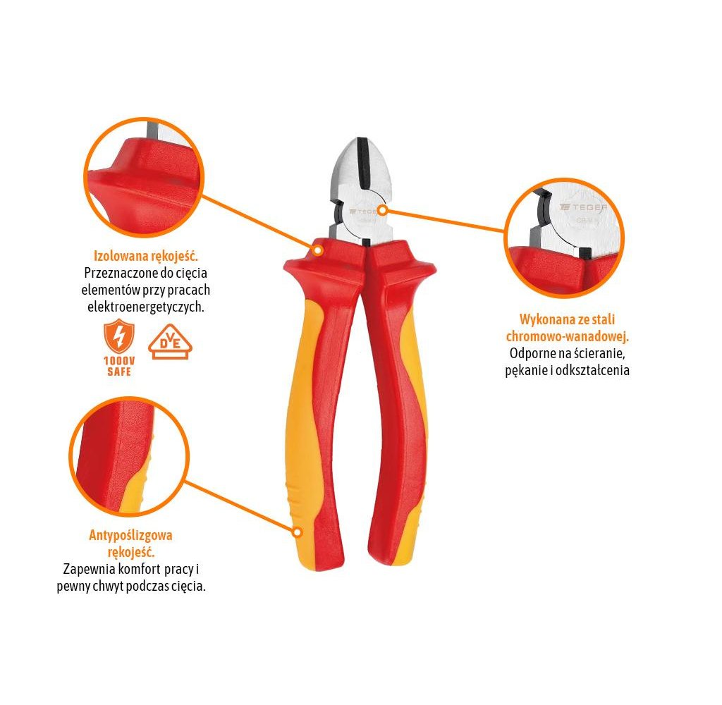 Ucinaczki boczne izolowane VDE 160 mm / TEGER