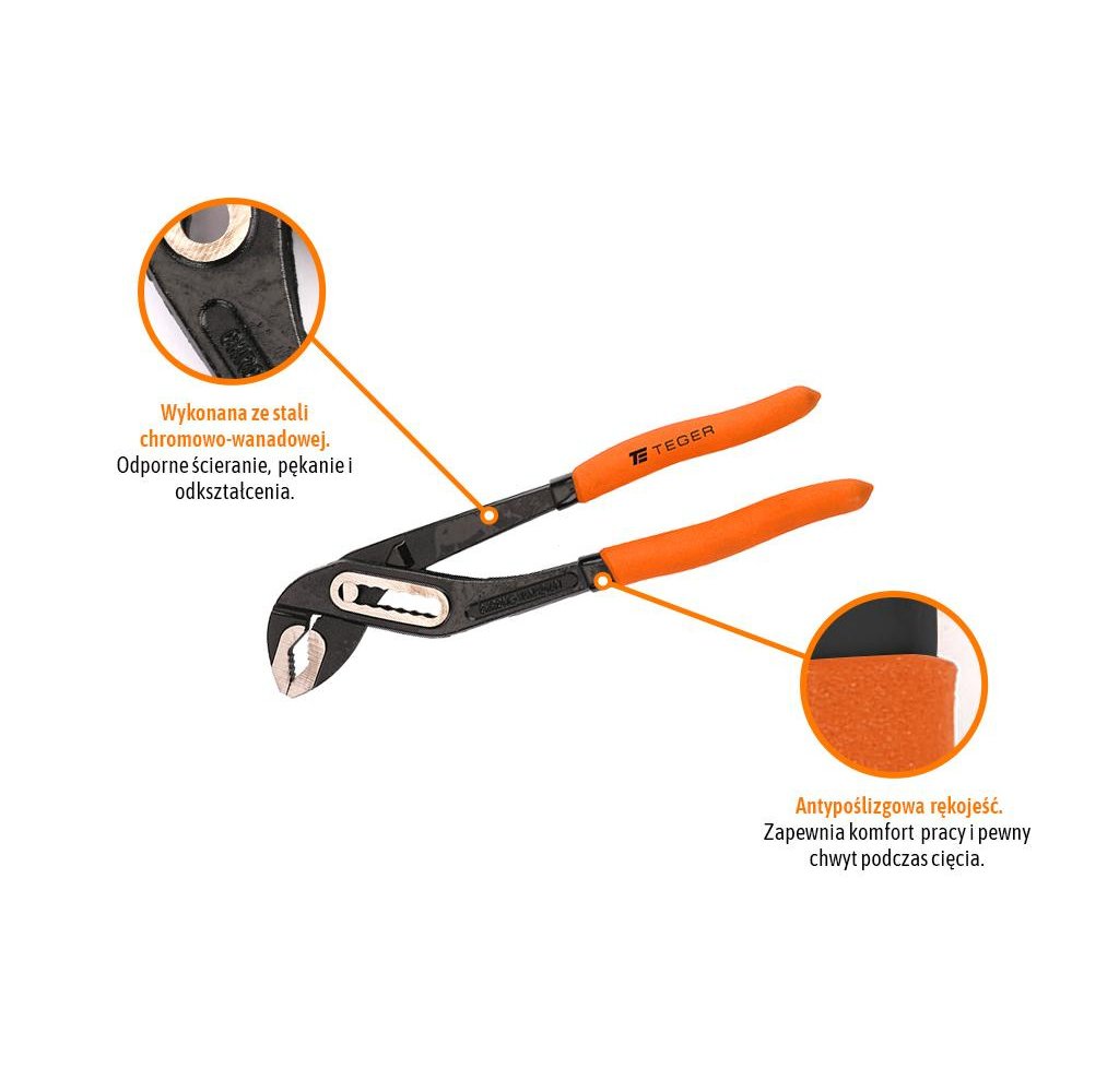 Szczypce nastawne do rur 180 mm / TEGER