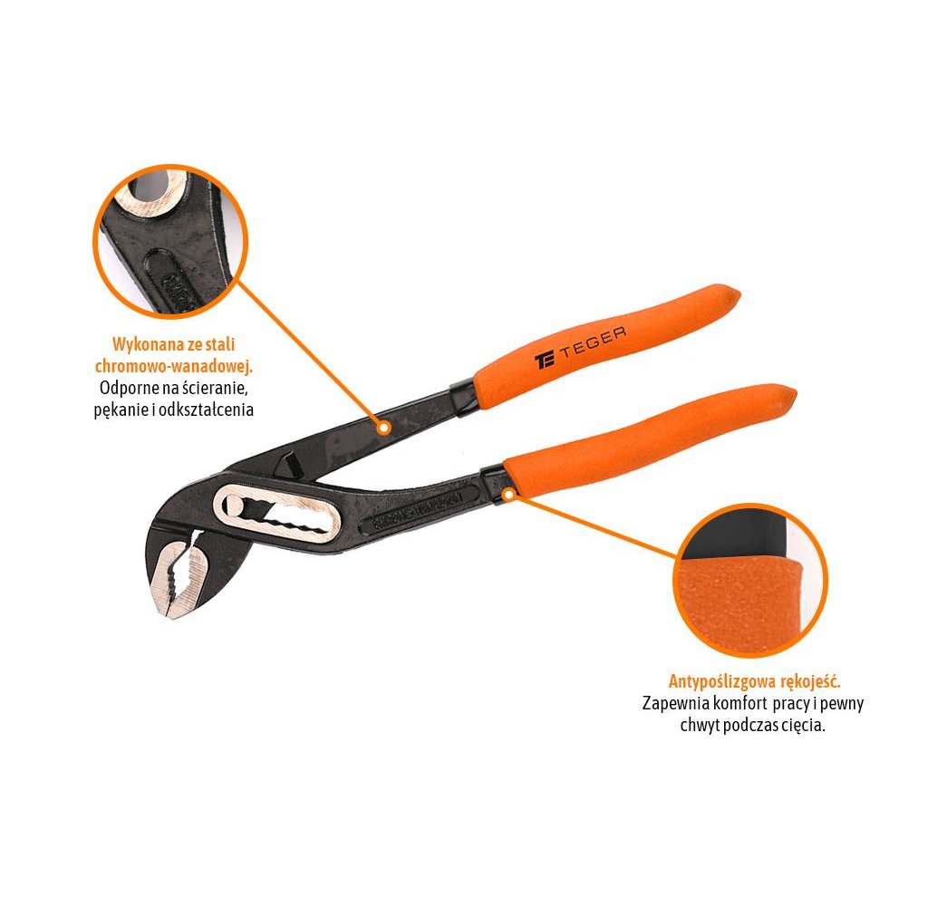 Szczypce nastawne do rur 250 mm / TEGER