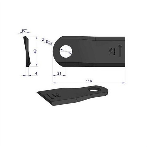 Nóż. nożyk kosiarka lewy 116x48x4mm otwór 20.5 zastosowanie 6804710 Kuhn WARYŃSKI ( sprzedawane po 25 )